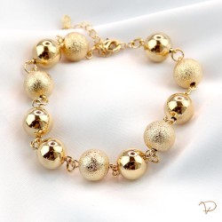 Pulseira bolas lisas e foscas 10mm banhado a ouro 18k