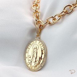 Colar elos Nossa Senhora de Fátima banhado a ouro 18k