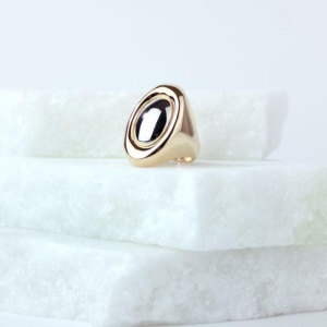 Anel Oval Dois Banhos Banhado a Ouro 18k