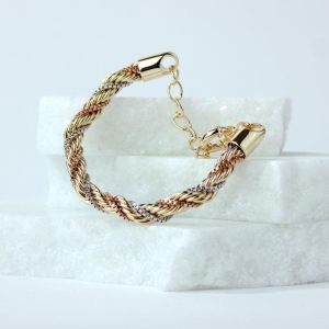 Pulseira Cordão Baiano Três Banhos Banhado a Ouro 18k