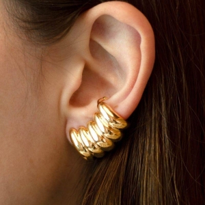 Brinco Ear Cuff Bojudo 5 Gomos Banhado a Ouro 18k