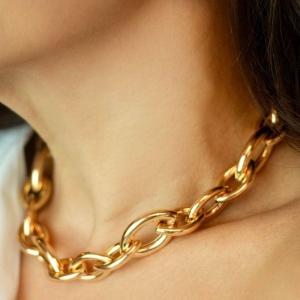 Colar Elos Losangos Pontudos Banhado a Ouro 18k