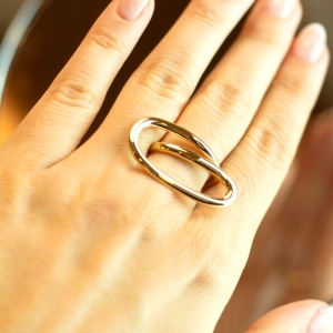 Anel Liso Clip Banhado a Ouro 18k