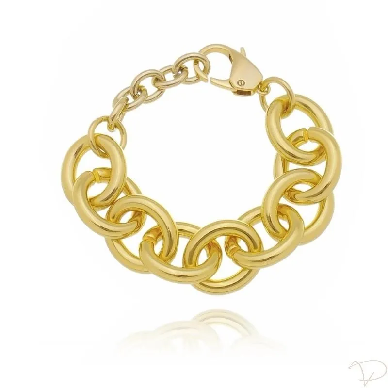 Pulseira elos GG com fecho mosquetão banhado a ouro 18k
