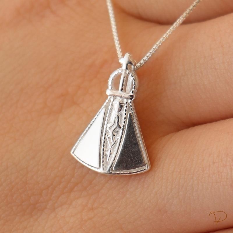 Colar Nossa Senhora lisa prata 925