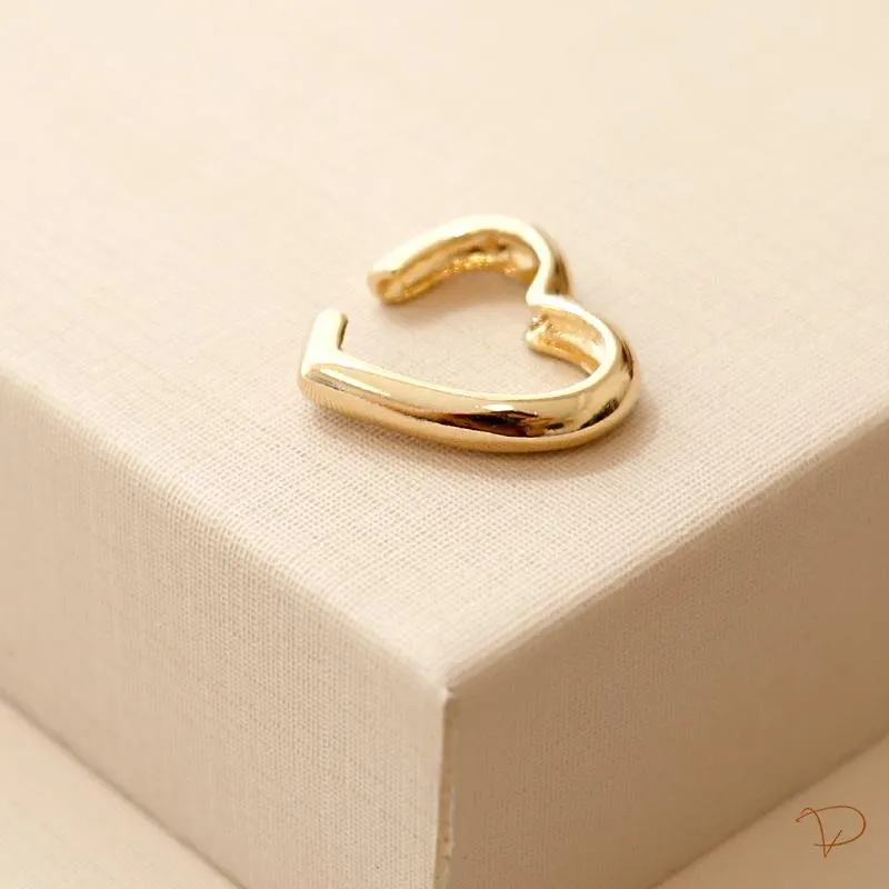Piercing fake coração liso banhado a ouro 18k