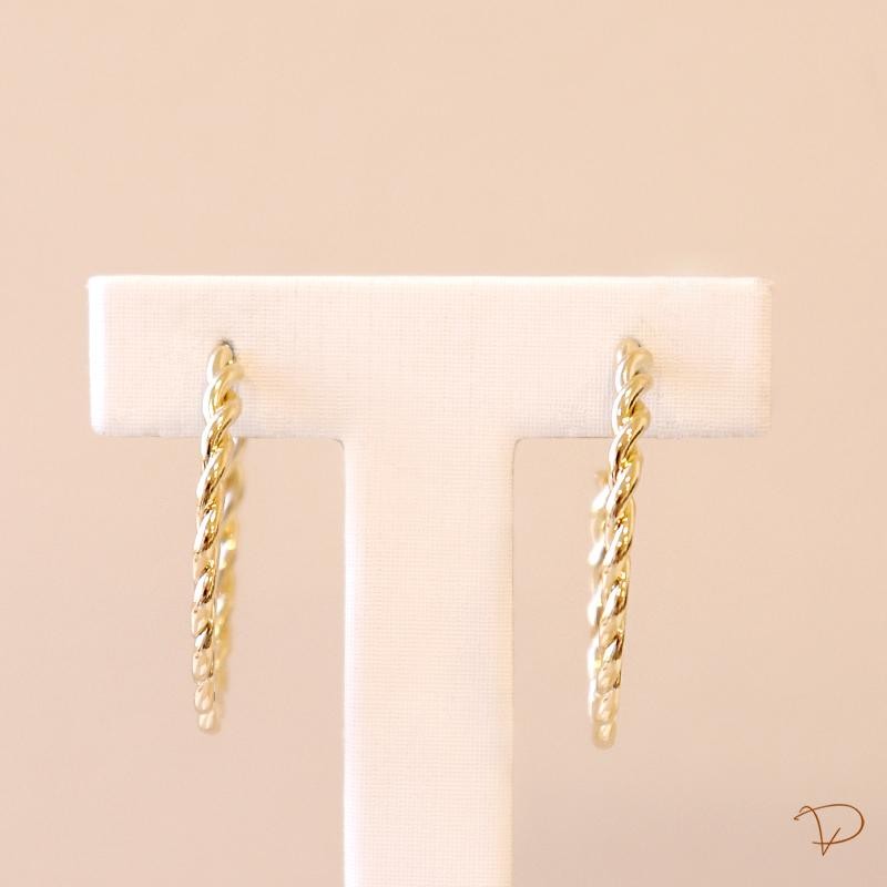 Brinco argola média trança banhado a ouro 18k