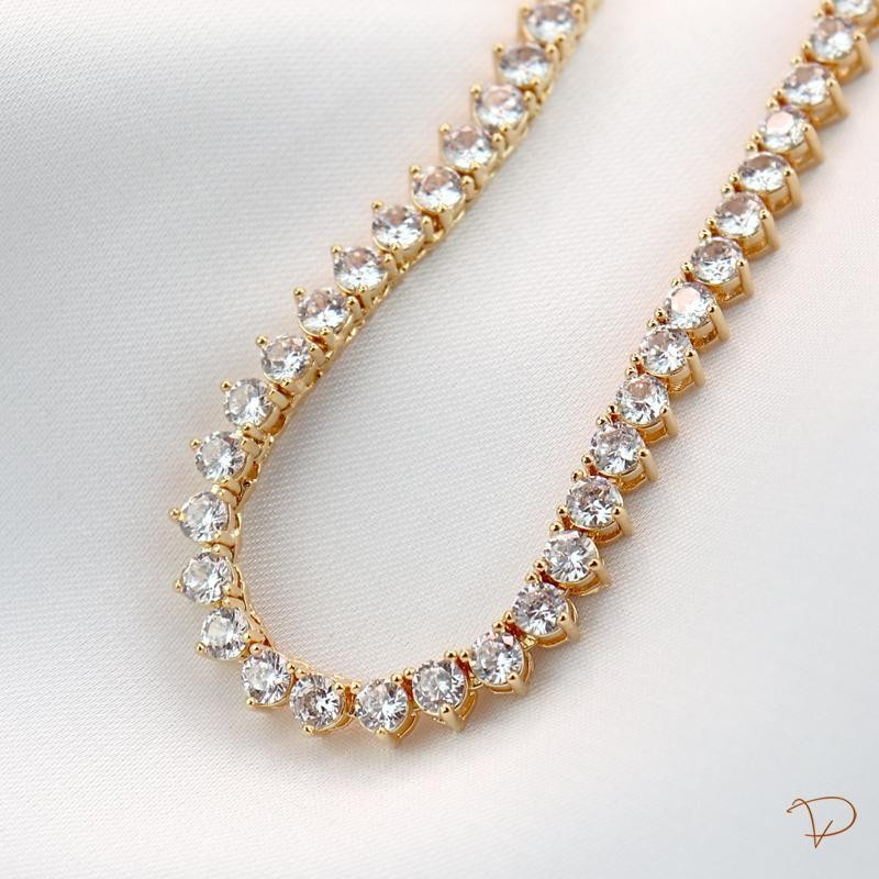 Colar riviera 3 pontas banhado a ouro 18k