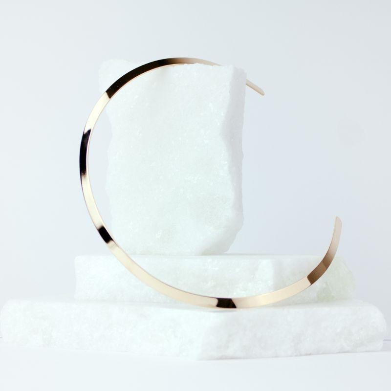 Colar Aro Liso Achatado Banhado a Ouro 18k