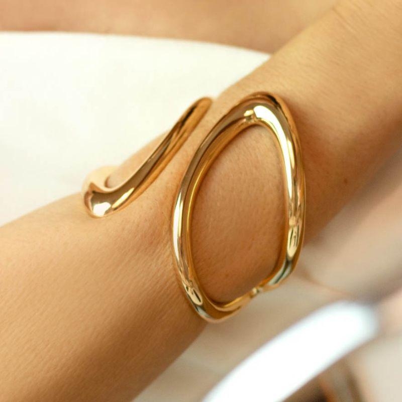 Bracelete Maxi Liso  Banhado a Ouro 18k