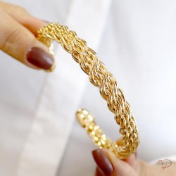 Bracelete articulados  fios trançados banhado a ouro 18K
