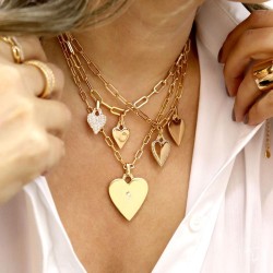 Linha Maison VP - Kit três colares com corações e zircônias banhado a ouro 18k
