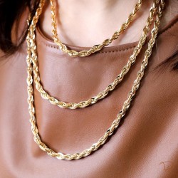LMVP-  Três colares diamantado cordão baiano banhado a ouro 18K