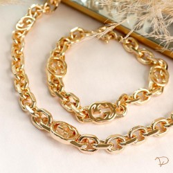 LMVP- kit pulseira e colar inspiração alta joalheria banhado a ouro 18K