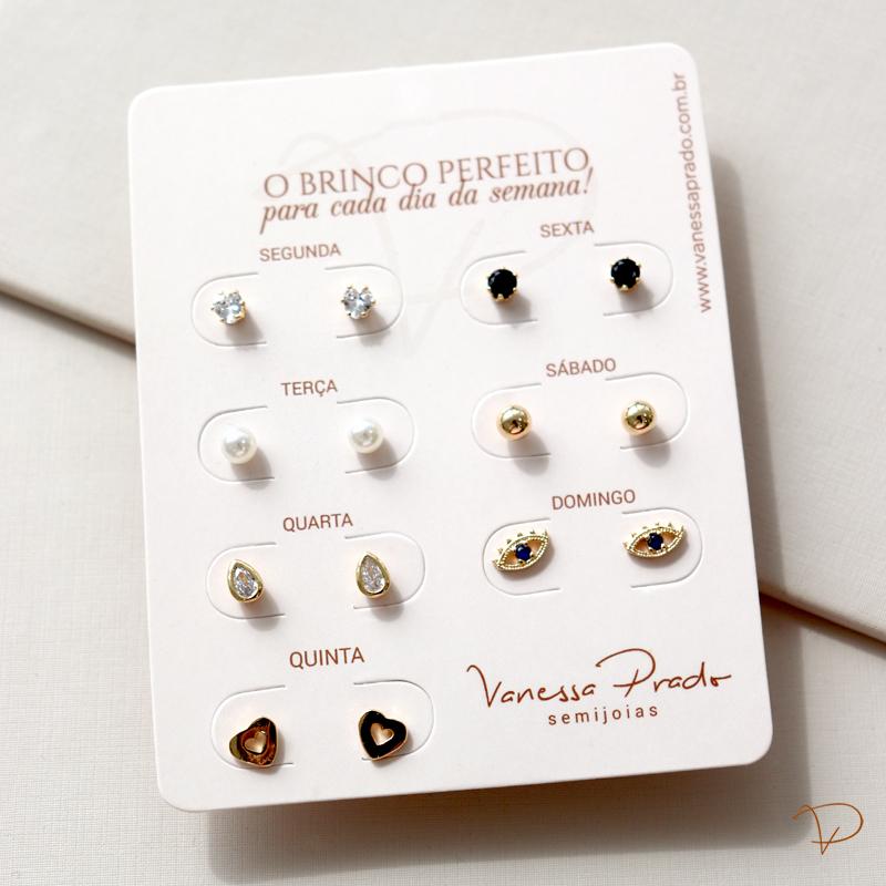 Kit o brinco perfeito para cada dia da semana! Brincos delicados banhado em ouro 18 k