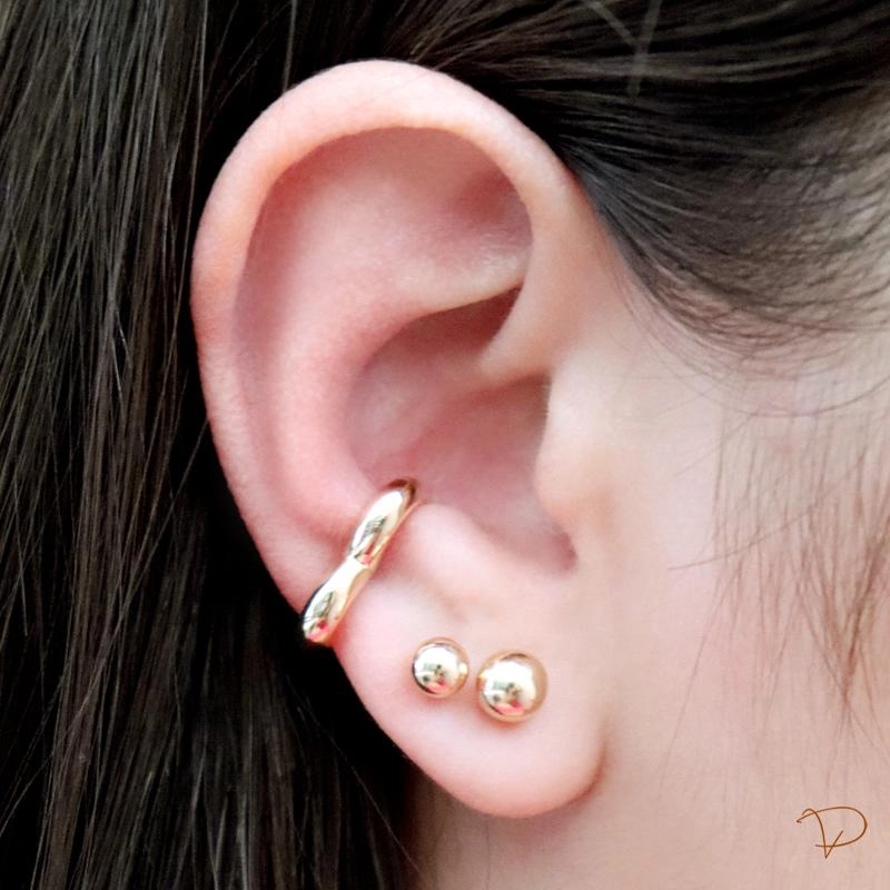 Piercing fake coração liso banhado a ouro 18k