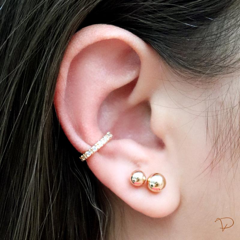 Piercing fake 1 fileira de 7 zircônias banhado a ouro 18k