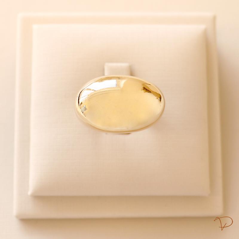 Anel oval bojudo liso regulável banhado a ouro 18k