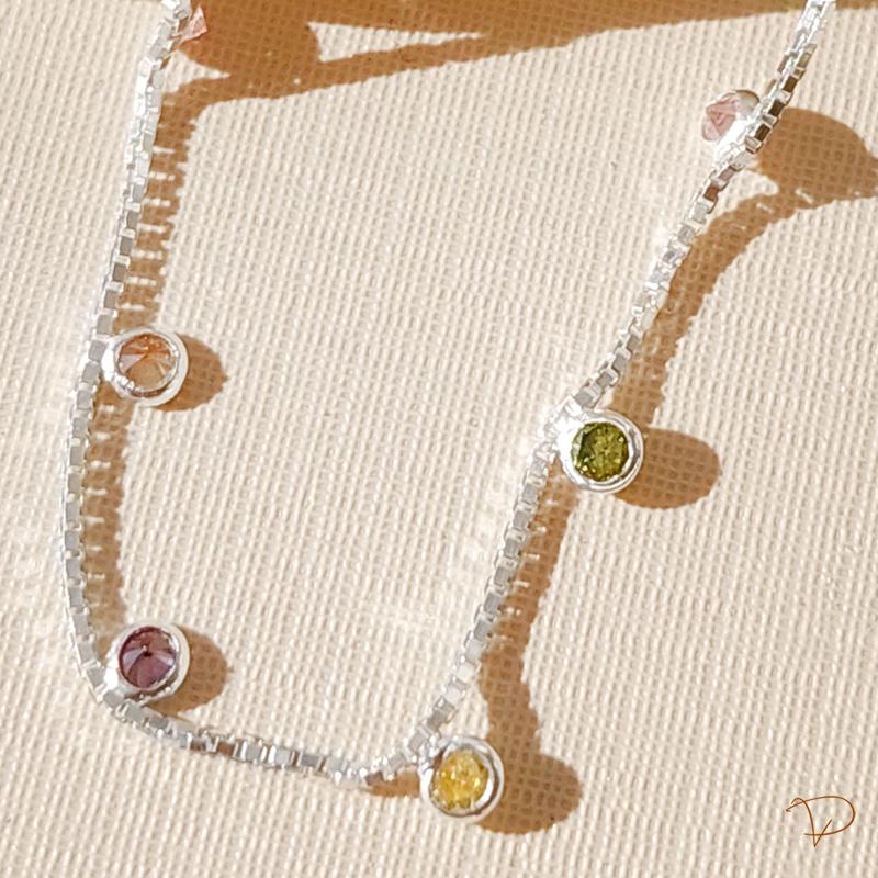 colar 8 cristais colors prata 925 box 57