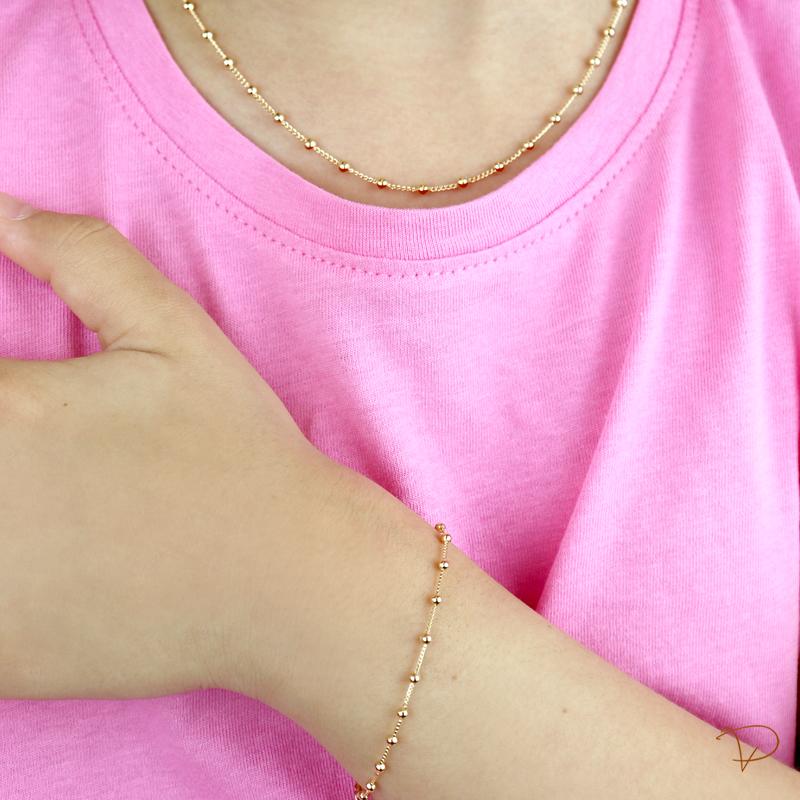 Pulseira infantil bolinhas banhado a ouro 18k