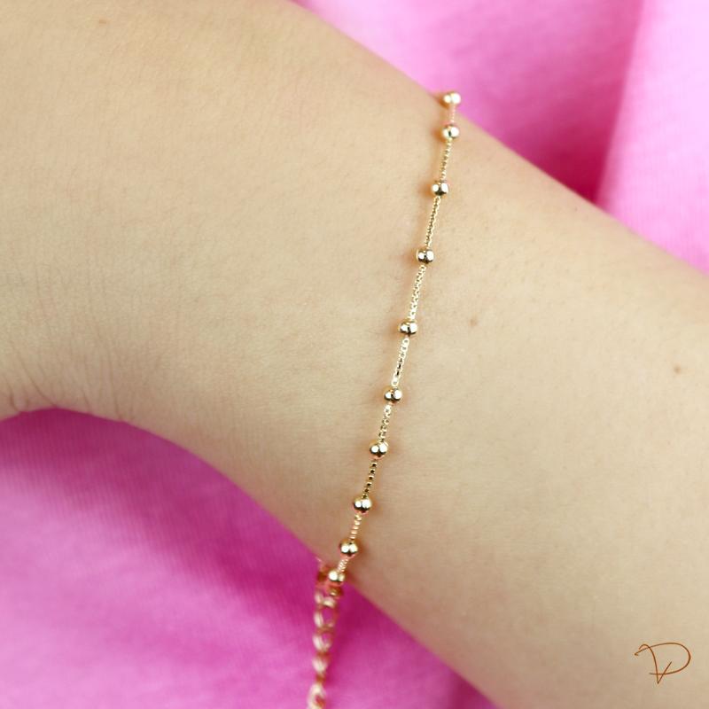 Pulseira infantil bolinhas banhado a ouro 18k