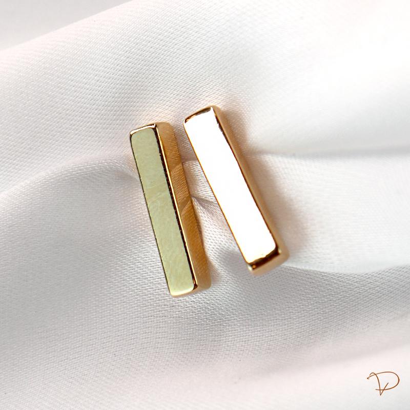 Brinco ear jacket retângulos lisos banhado a ouro 18k