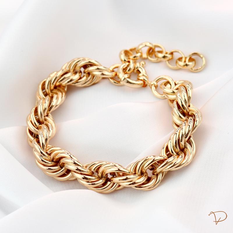 Pulseira cordão baiano 13mm banhado a ouro 18k