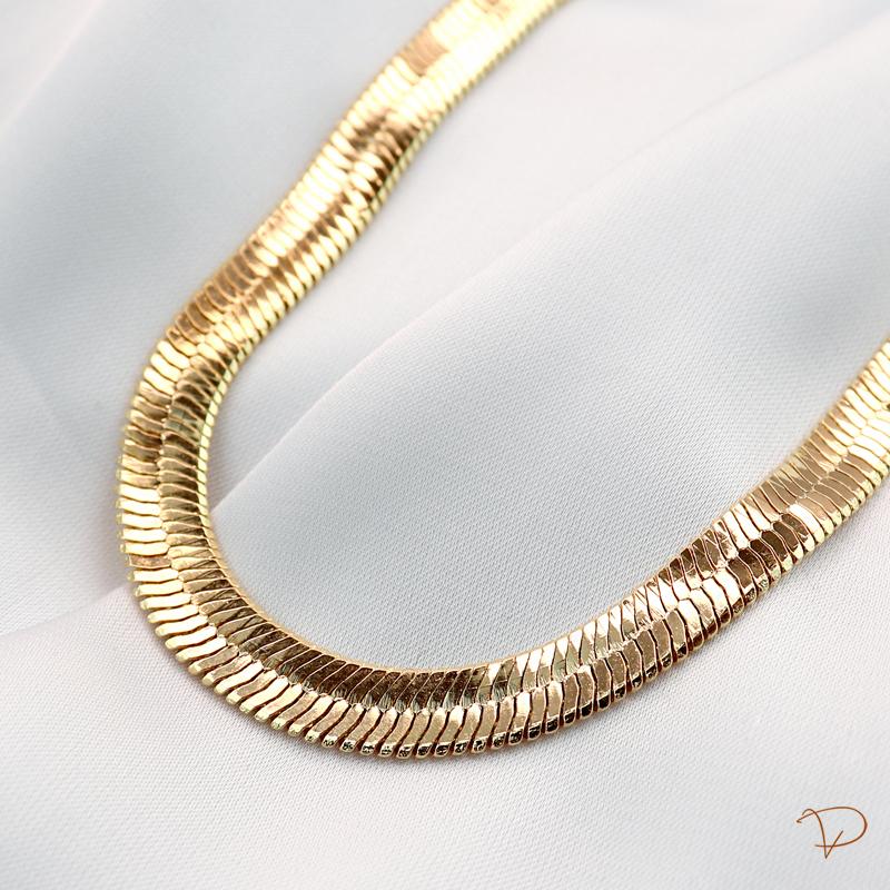Chocker fita 7 mm 35 cm  banhado a ouro 18k