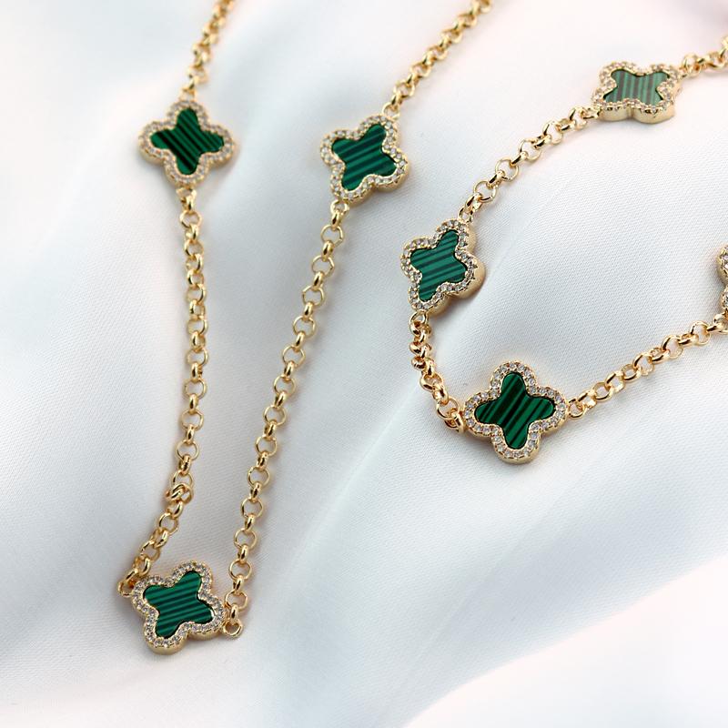 Colar elos inspiração de alta joalheria verde banhado a ouro 18k