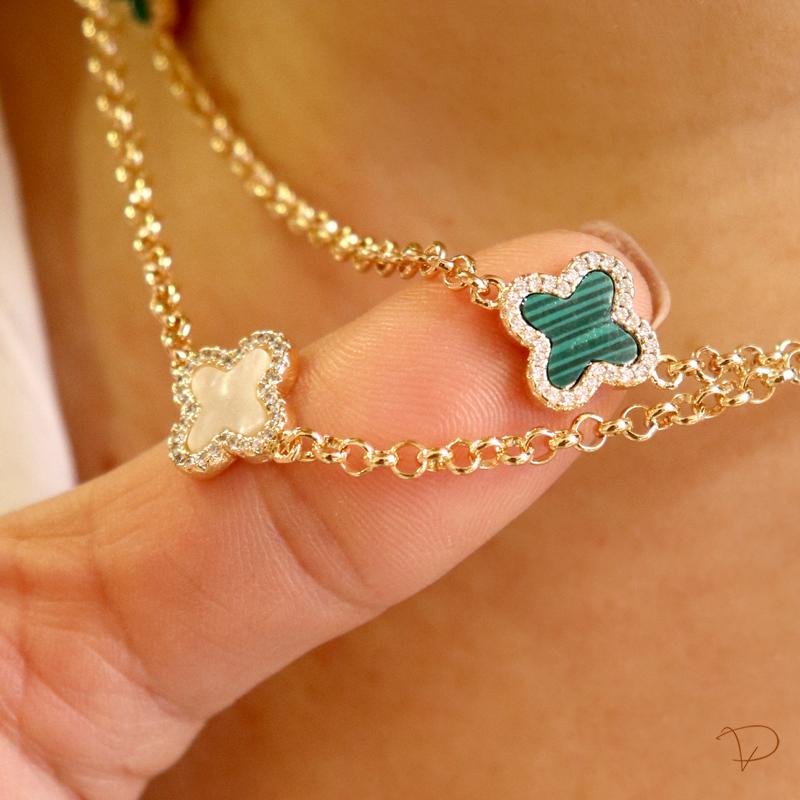 Colar elos inspiração de alta joalheria verde banhado a ouro 18k