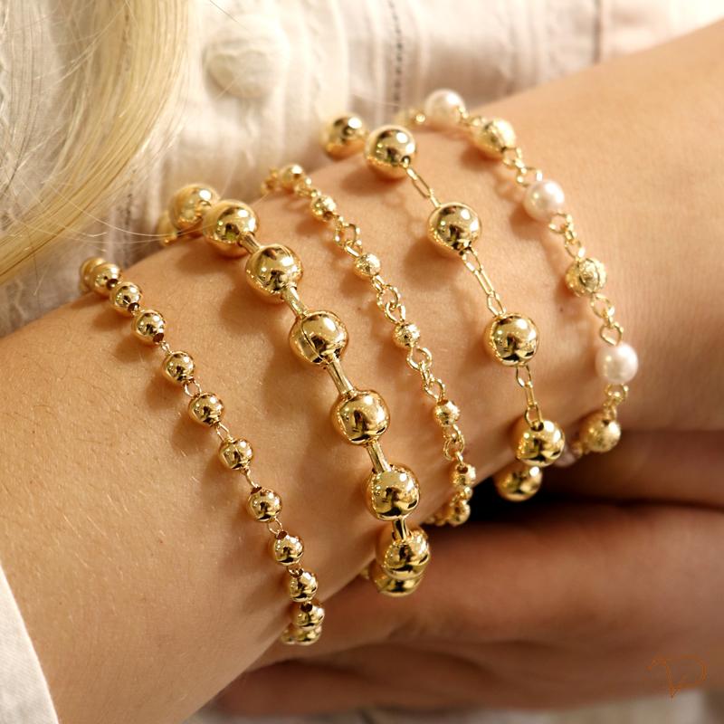 Pulseira de 8 bolinhas banhado a ouro 18k