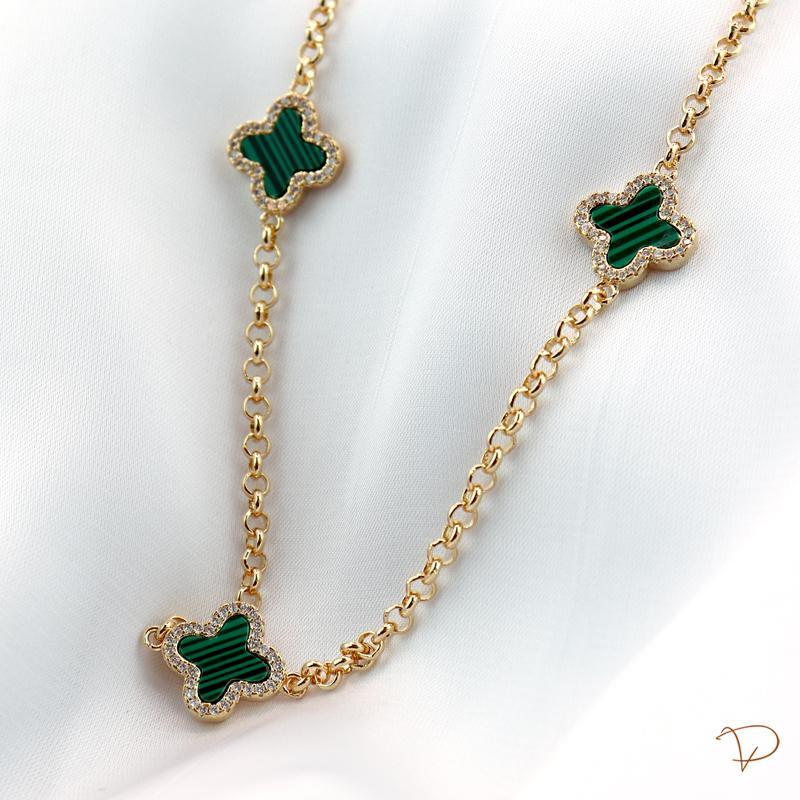 Colar elos inspiração de alta joalheria verde banhado a ouro 18k