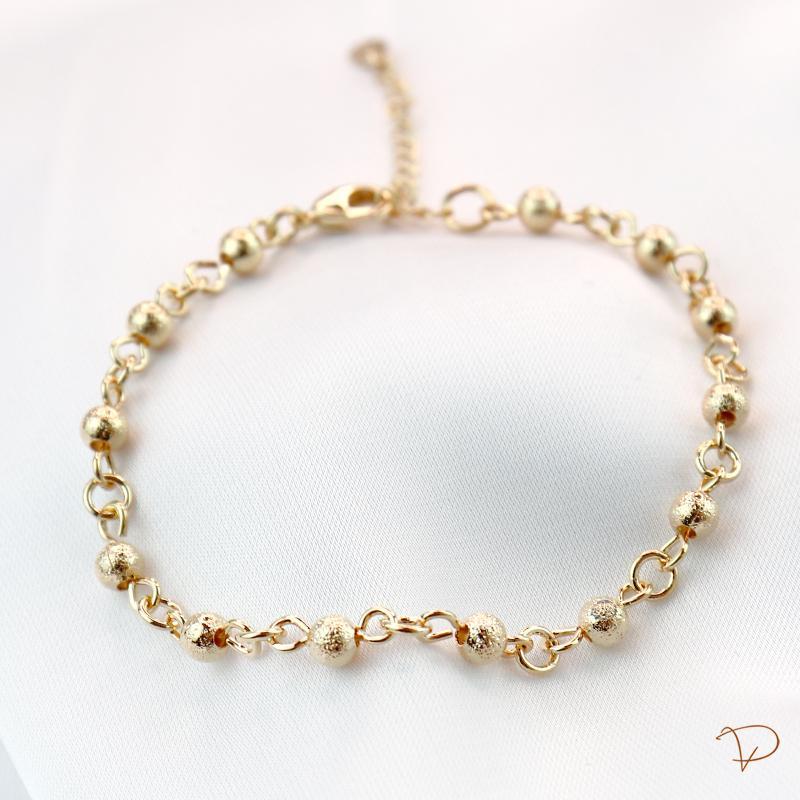 Pulseira de bolinhas foscasbanhado a ouro 18k