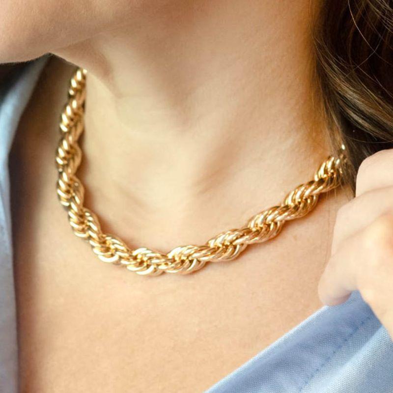 Colar Cordão Baiano 10 mm Banhado a Ouro 18k