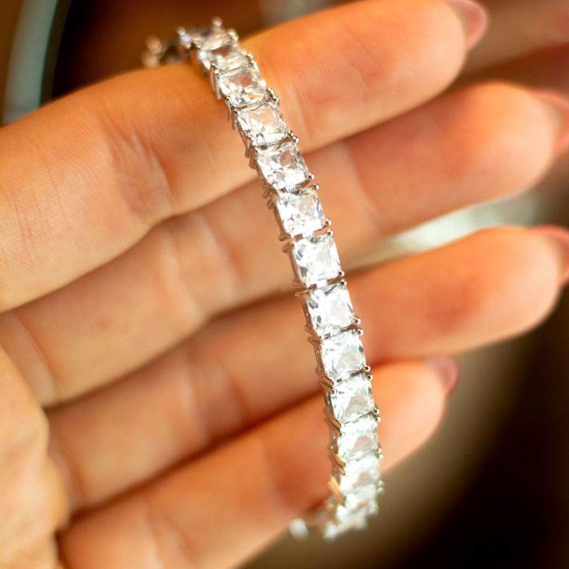 Pulseira Escamas Lisa e Cravejada Banhado a Ouro Branco